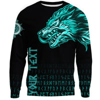 (Custom) Viking Sweatshirts Fenrir Wolf Cyan Near Shoulder RLT12 - Wonder Print Shop