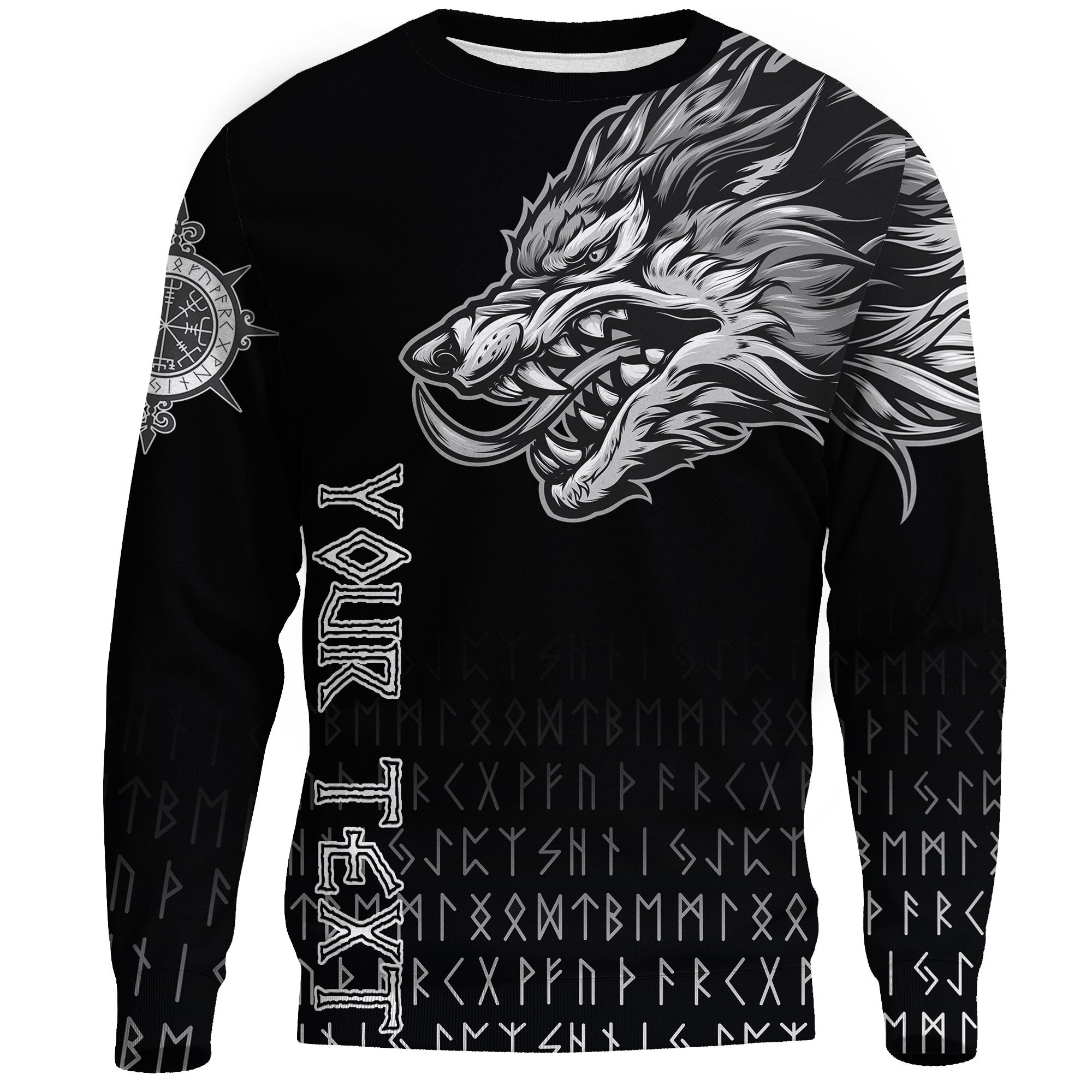 (Custom) Viking Sweatshirts Fenrir Wolf Near Shoulder RLT12 - Wonder Print Shop