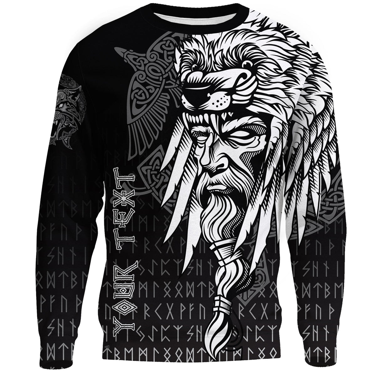(Custom) Viking Sweatshirts Odin Raven And Fenrir On Hand RLT12 - Wonder Print Shop