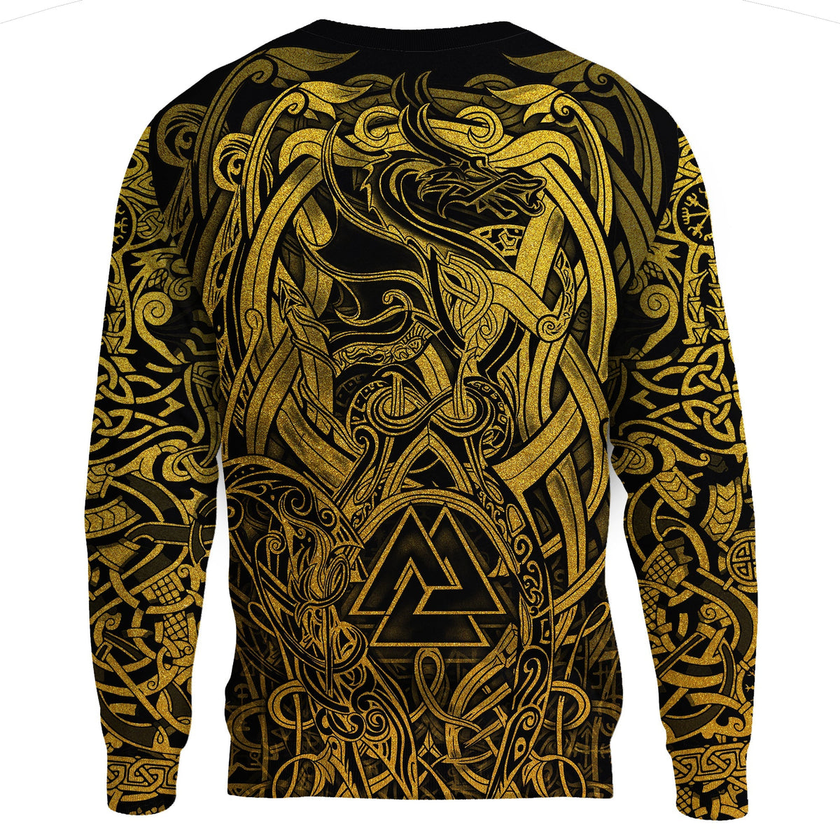 Viking Sweatshirt - Valknut and Dragon Tattoo Golden RLT12 - Wonder Print Shop