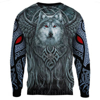Viking Sweatshirt, Spiral Wolf Spirit RLT12 - Wonder Print Shop