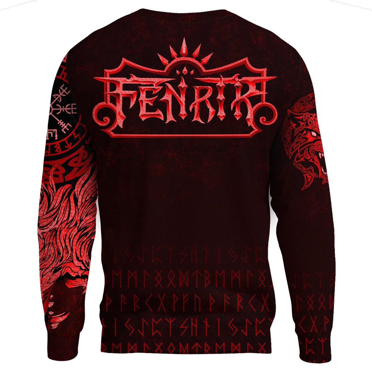 Viking Sweatshirt - Fenrir Wolf Red RLT12 - Wonder Print Shop