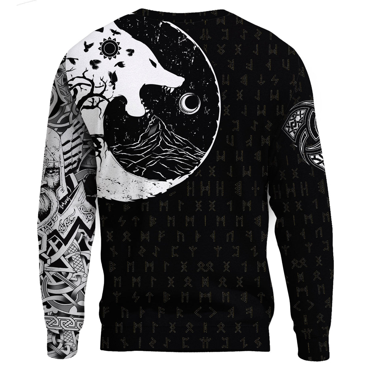 Viking Sweatshirt, Skoll and Hati Rune Tattoo RLT12 - Wonder Print Shop