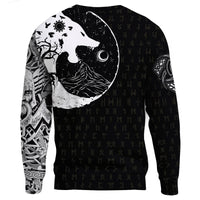 Viking Sweatshirt, Skoll and Hati Rune Tattoo RLT12 - Wonder Print Shop
