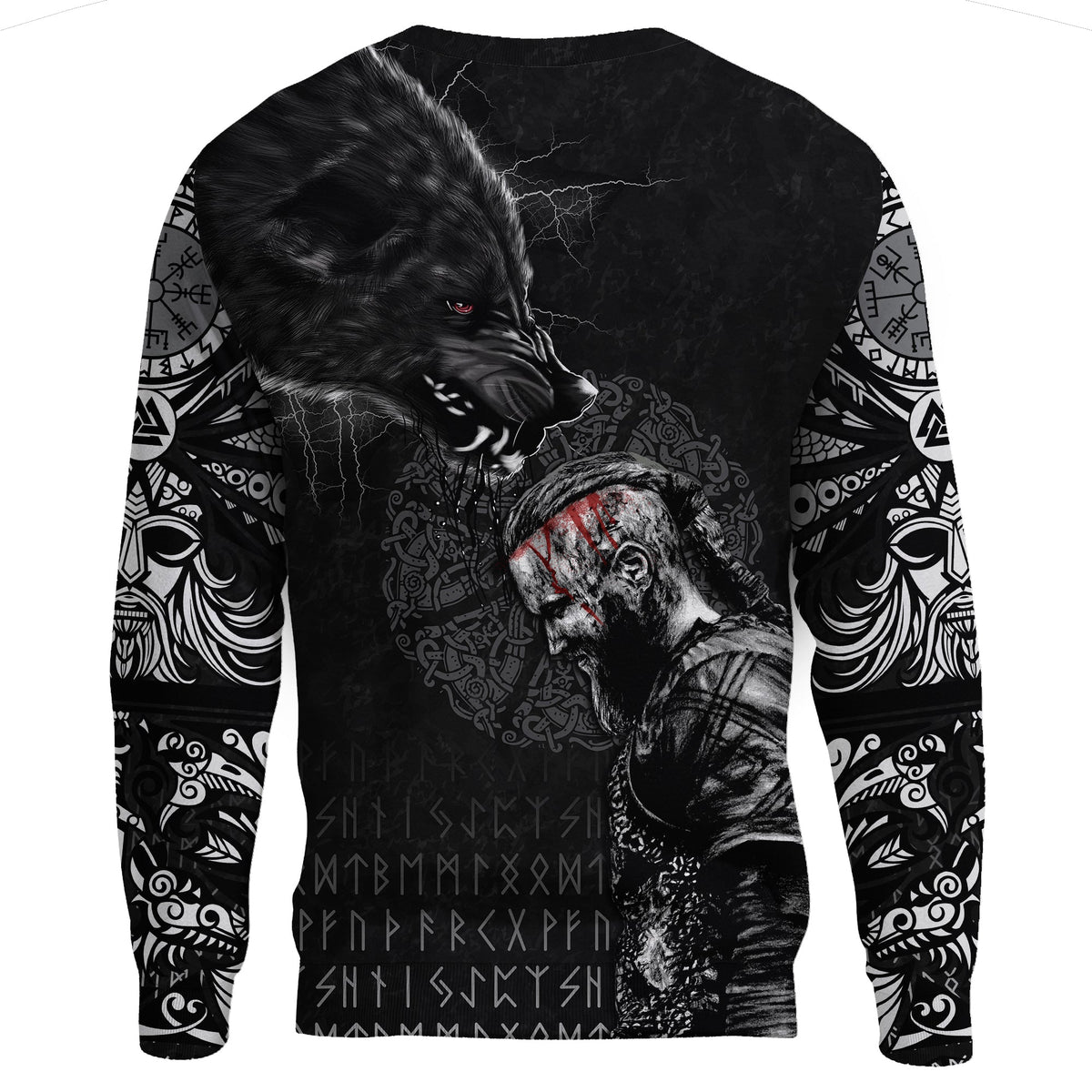 Viking Sweatshirt - Ragnar and Wolf RLT12 - Wonder Print Shop
