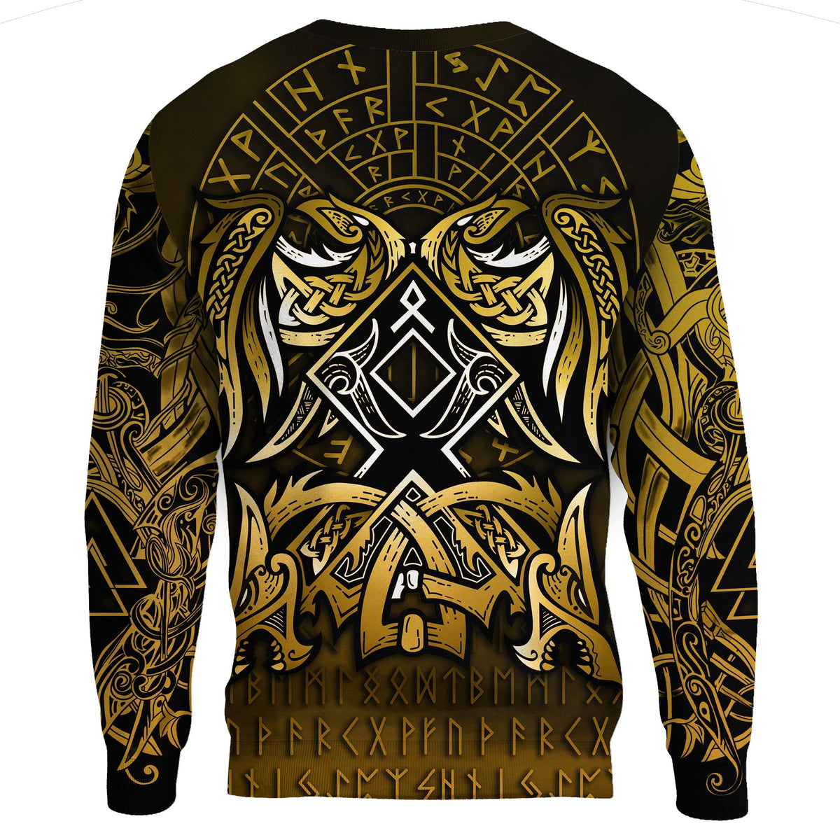 Viking Sweatshirt - Othala and Raven Golden RLT12 - Wonder Print Shop