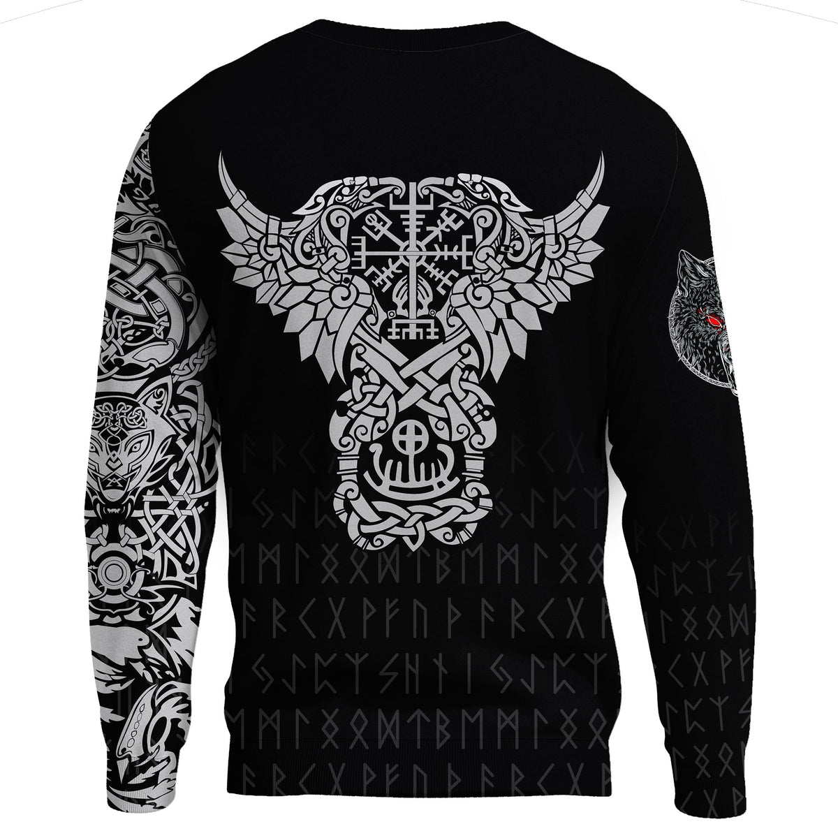 Viking Sweatshirt - Dark Norse Wolf Tattoo RLT12 - Wonder Print Shop