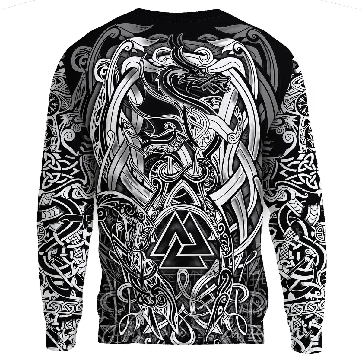 Viking Sweatshirt - Valknut and Dragon Tattoo RLT12 - Wonder Print Shop