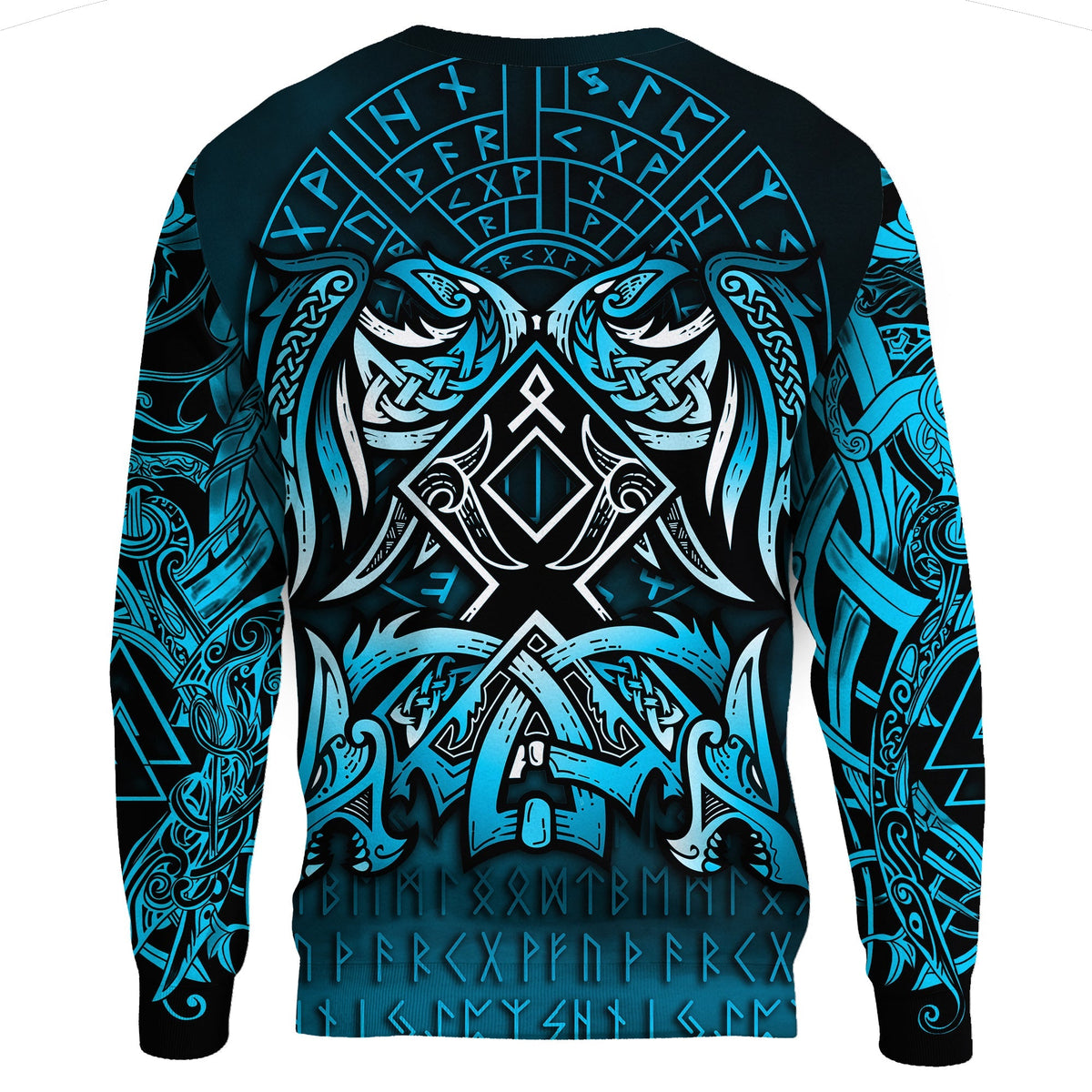 Viking Sweatshirt - Othala and Raven Blue RLT12 - Wonder Print Shop