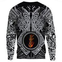 Viking Sweatshirt - Fehu Rune, Raven Tattoo RLT12 - Wonder Print Shop