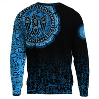 Viking Sweatshirt - Raven Celtic Cyan RLT12 - Wonder Print Shop