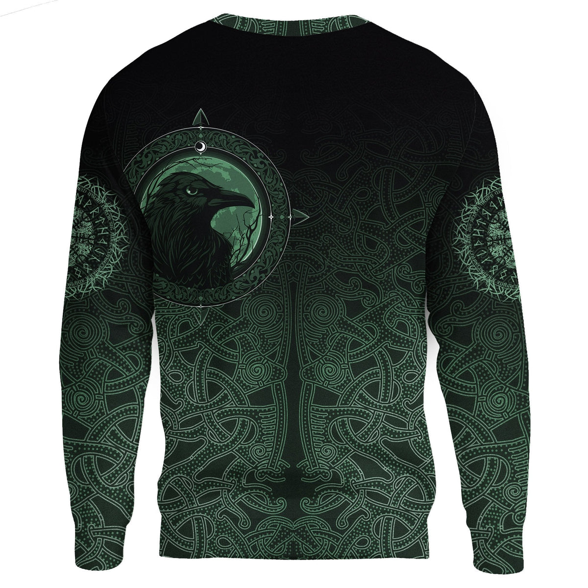 Viking Sweatshirt, Ethnic Odin Raven Green RLT12 - Wonder Print Shop