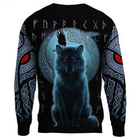 Viking Sweatshirt, Fenrir Viking Wolf and Moon RLT12 - Wonder Print Shop