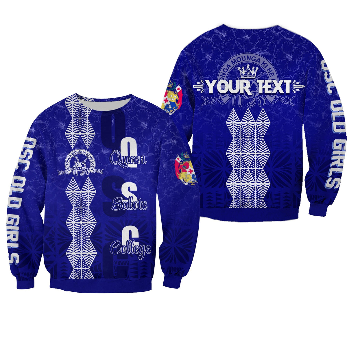 (Custom Personalize) Tonga Kolisi Kuini Salote Hibiscus Sweatshirt QSC Old Girls - Wonder Print Shop