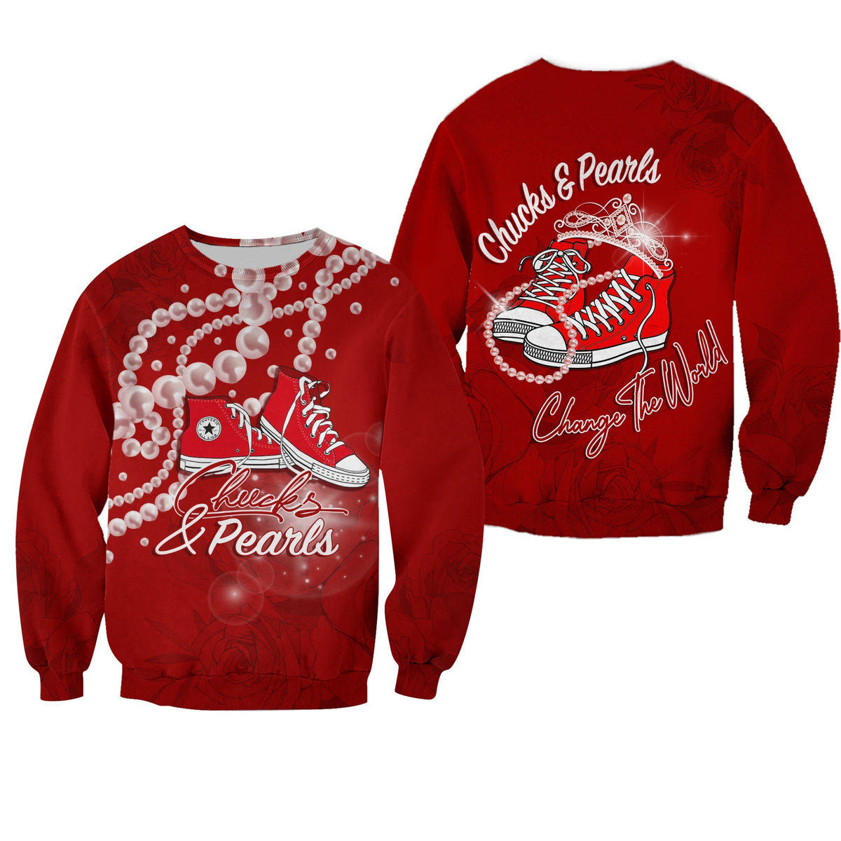 Womxn's History Month Sweatshirt Chucks and Pearls Change The World - Wonder Print Shop