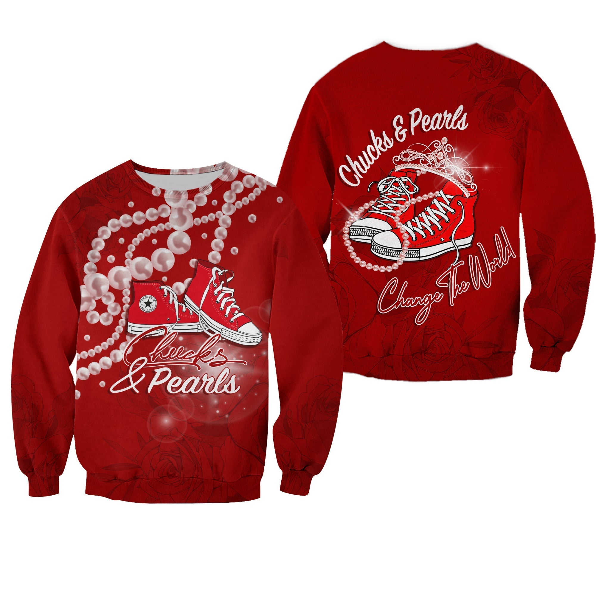 Womxn's History Month Sweatshirt Chucks and Pearls Change The World - Wonder Print Shop