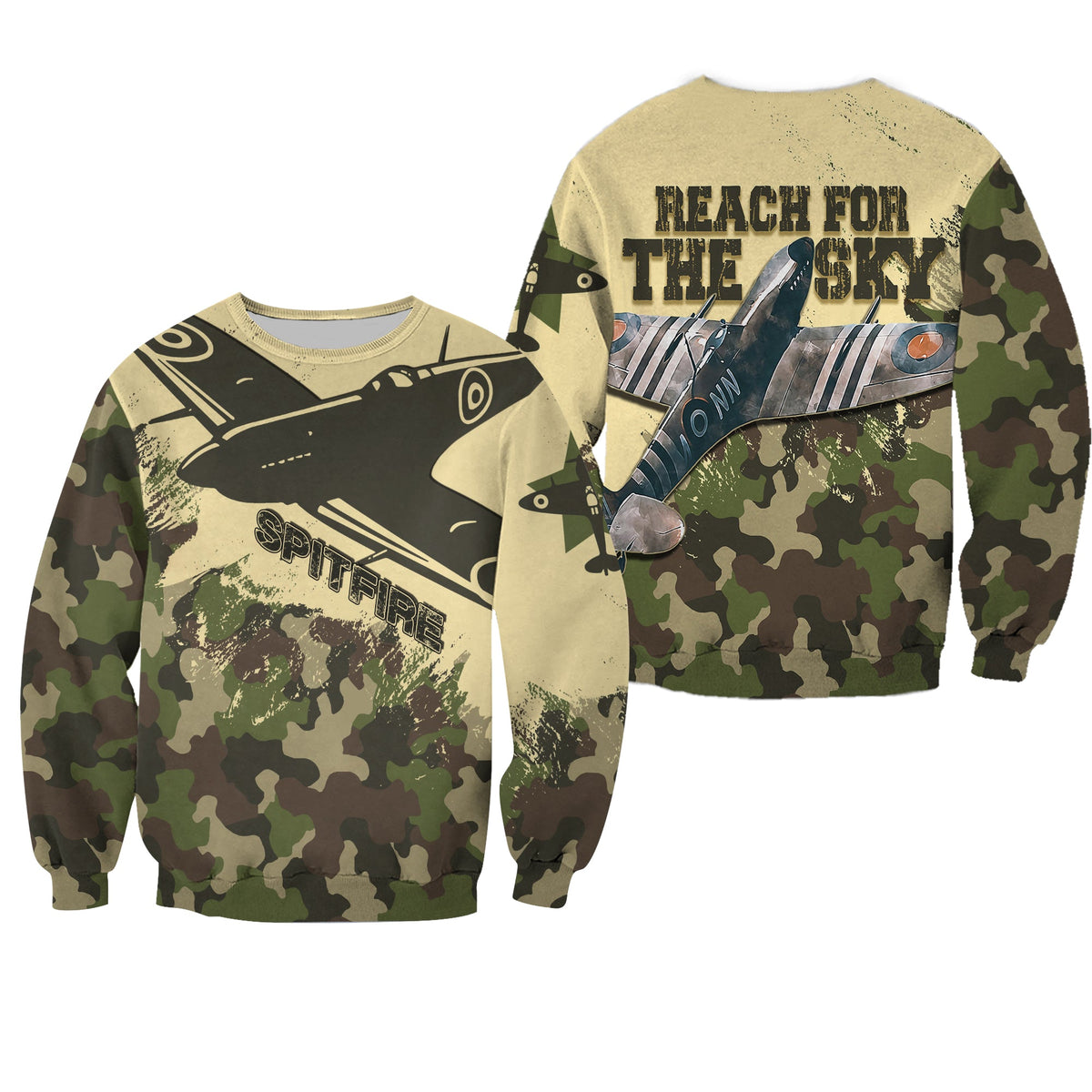 Submarine Spitfire Camouflage Sweatshirt Reach For The Sky - Wonder Print Shop