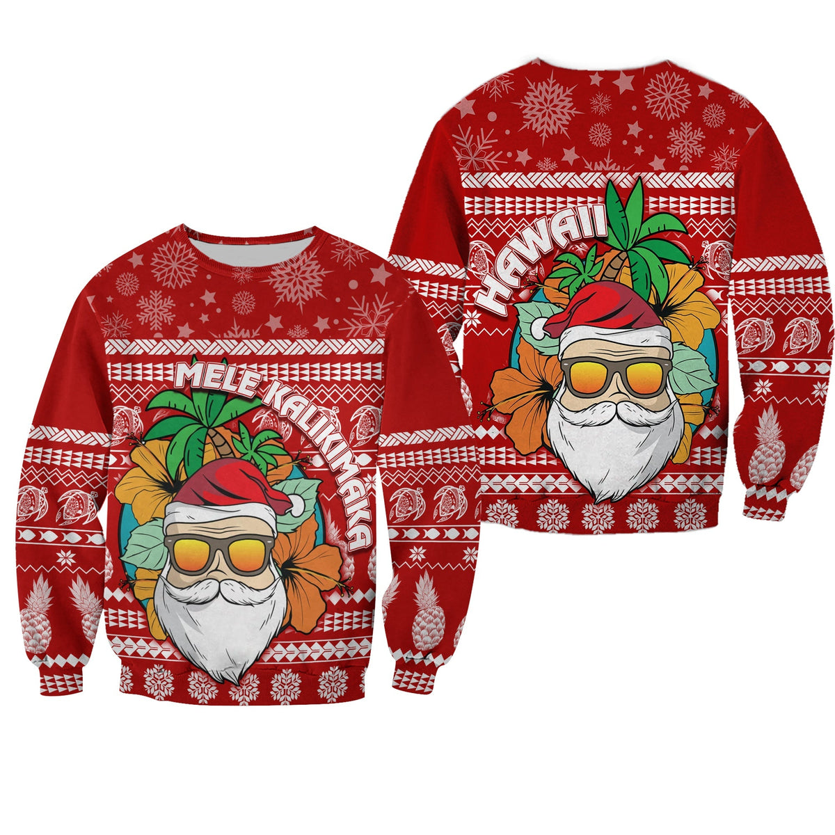 Hawaii Christmas Sweatshirt Mele Kalikimaka - Tropical Santa - Wonder Print Shop