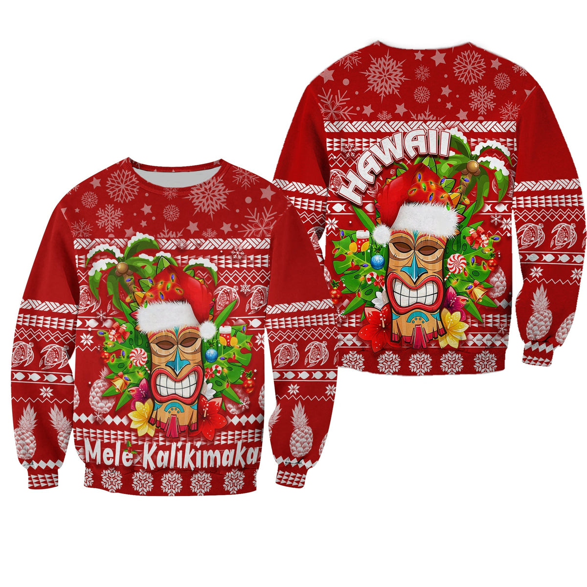 Hawaii Christmas Sweatshirt Mele Kalikimaka - Tiki - Wonder Print Shop