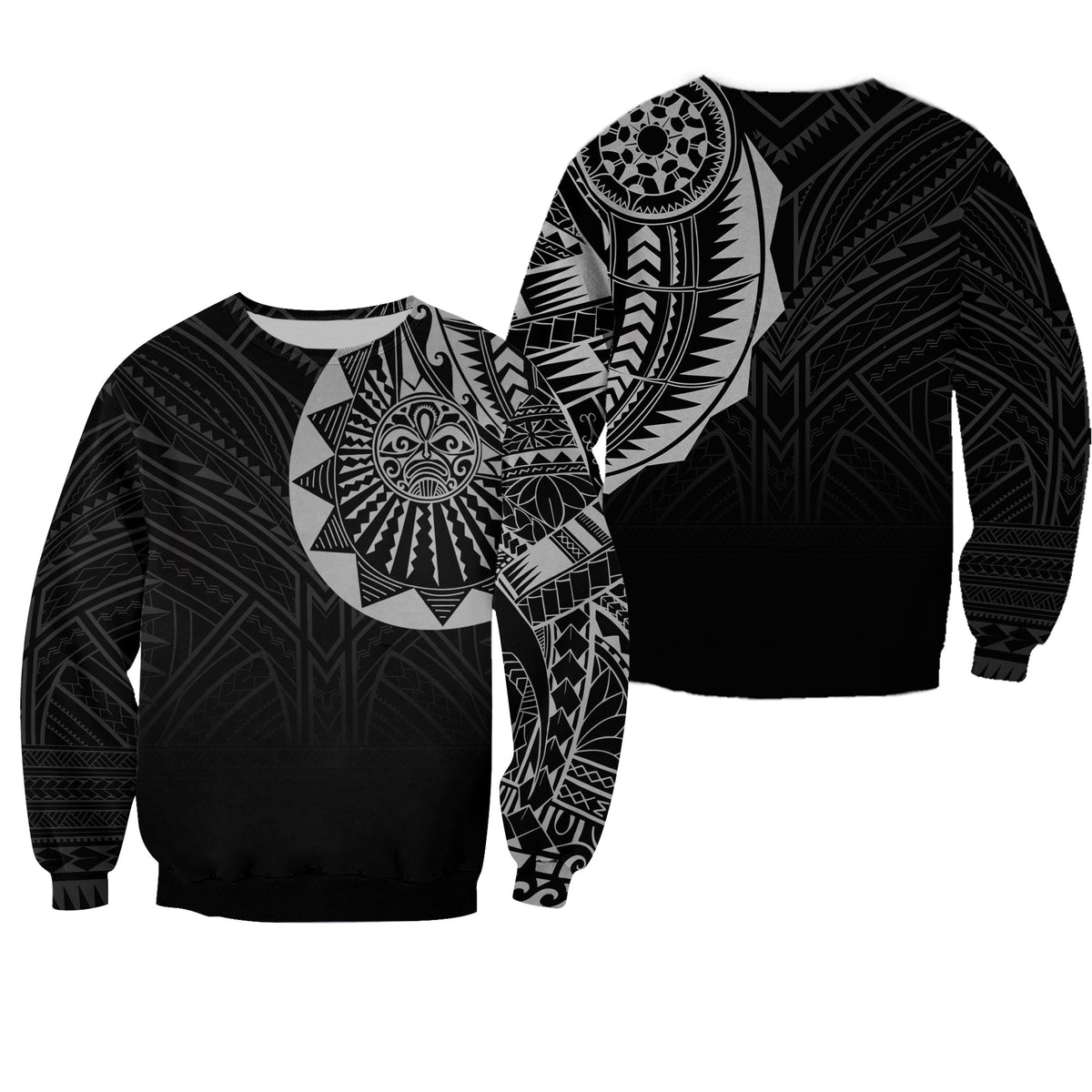 Polynesian Full Sleeve Tattoo Sweatshirt Silver Vibes - Wonder Print Shop