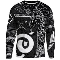 Viking Sweatshirt - Raven Norse Mythology Tattoo A21 RLT12 - Wonder Print Shop