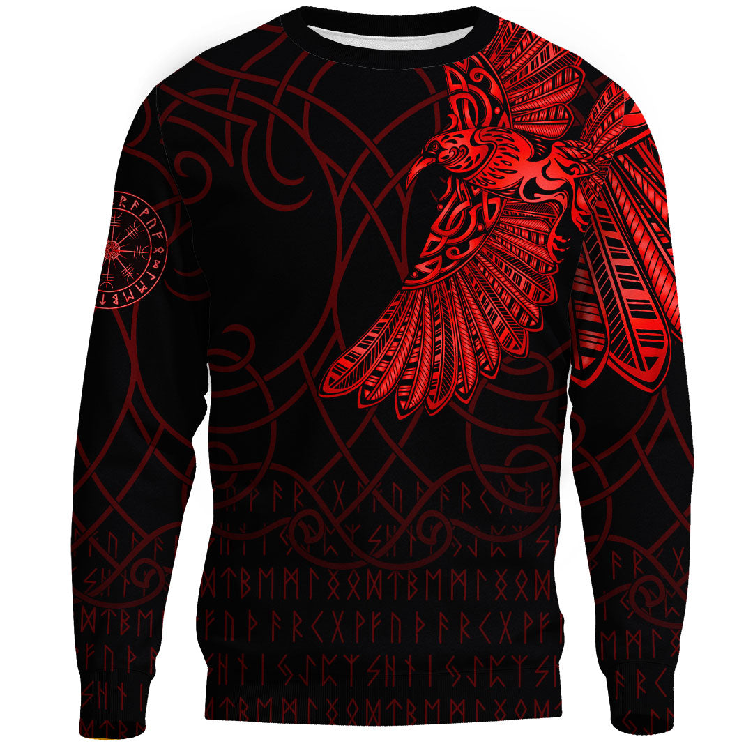 Viking Clothing Viking Odins Raven Tattoo Red Version Sweatshirts RLT12 - Wonder Print Shop