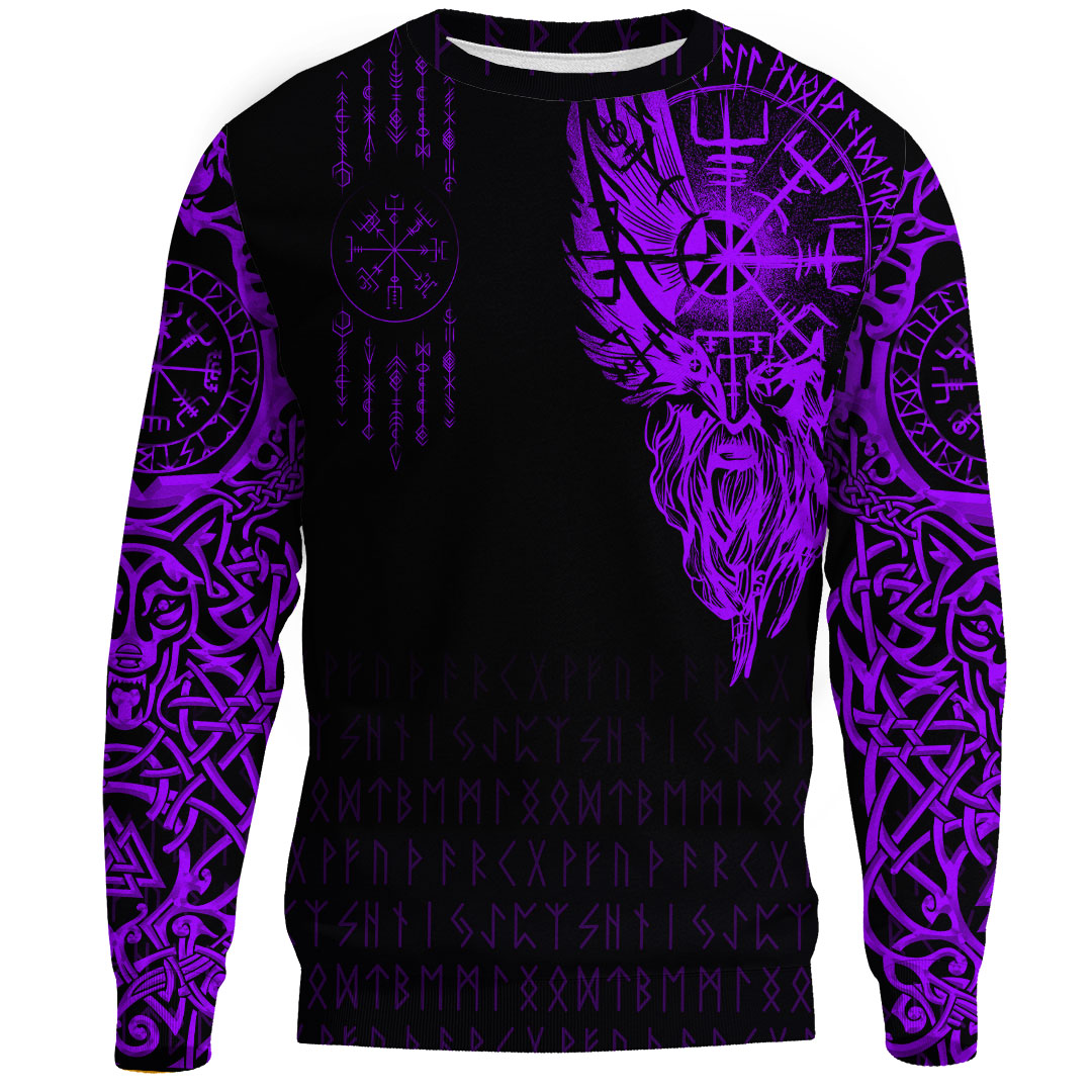 Viking Clothing Viking Compass Vegvisir Tattoo Purple Version Sweatshirts RLT12 - Wonder Print Shop