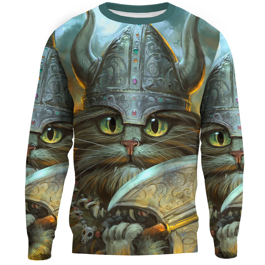 Viking Clothing Vikings Cat Warrior Sweatshirts RLT12 - Wonder Print Shop