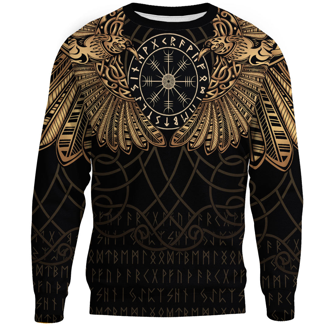 Viking Clothing Viking Odin's Celtic Two Ravens Gold Version Sweatshirts RLT12 - Wonder Print Shop