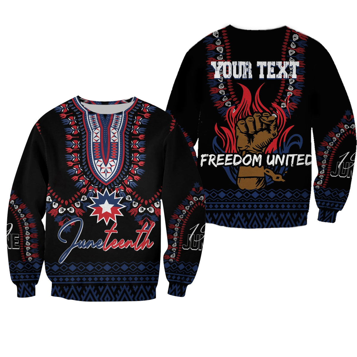Juneteenth Dashiki Personalised Sweatshirt Freedom United - Wonder Print Shop
