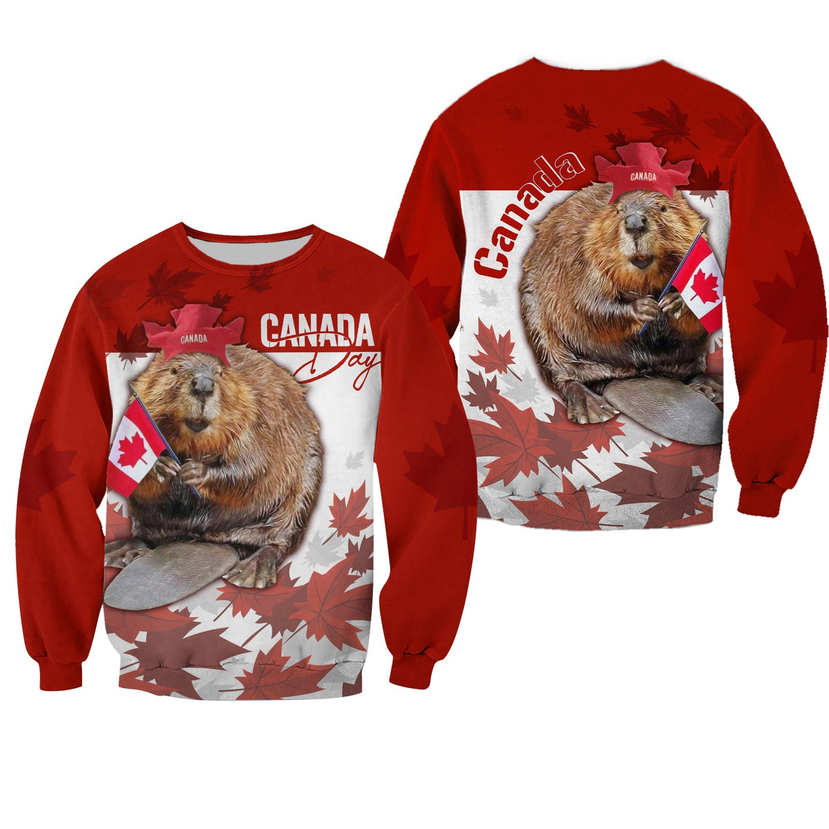 Canada Day Sweatshirt Patriot Beaver Mix Maple Leaf - Wonder Print Shop