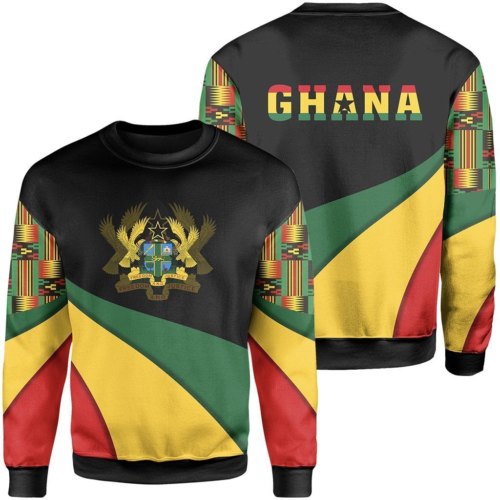 African Sweatshirt - Ghana Flag Kente Sweatshirt - Bend Style - Wonder Print Shop