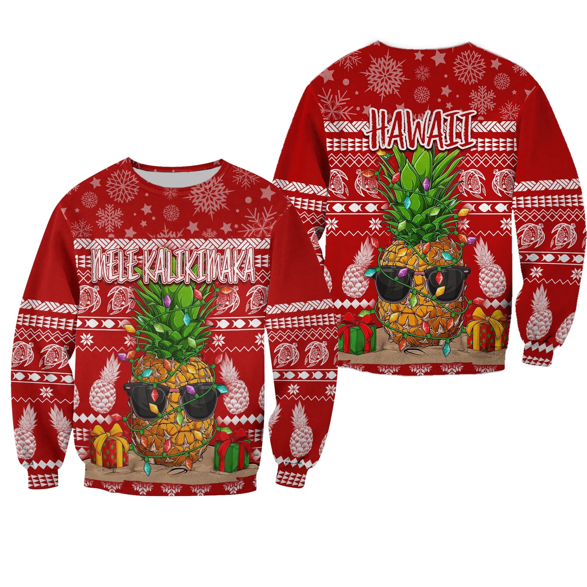 Hawaii Christmas Sweatshirt Mele Kalikimaka - Pineapple - Wonder Print Shop