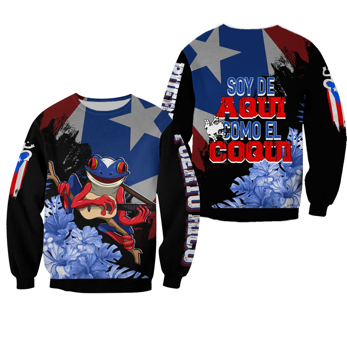 Puerto Rico Sweatshirt Soy De Aqui Como El Coqui - Wonder Print Shop