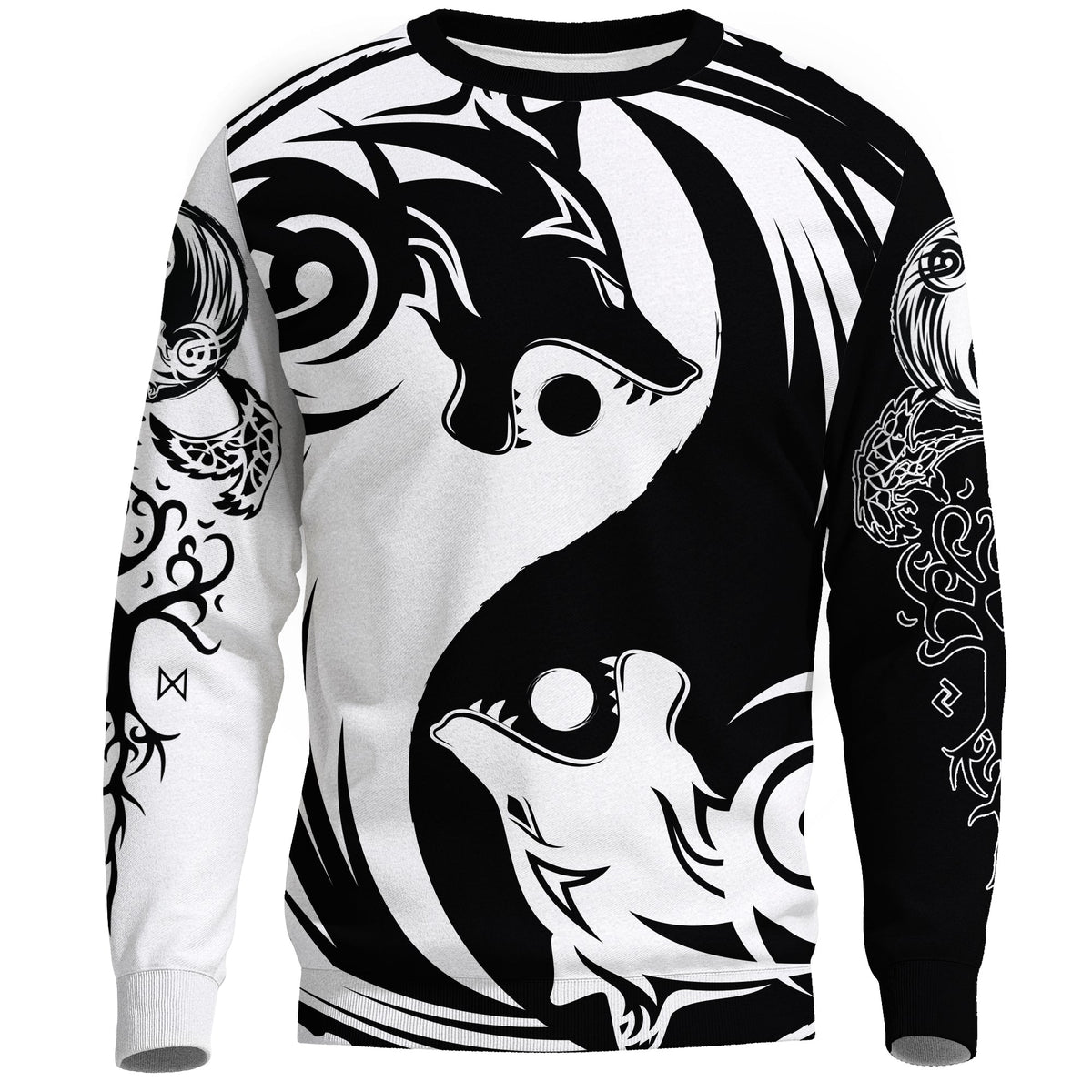 Viking Sweatshirt - Ying Yang Wolf RLT12 - Wonder Print Shop