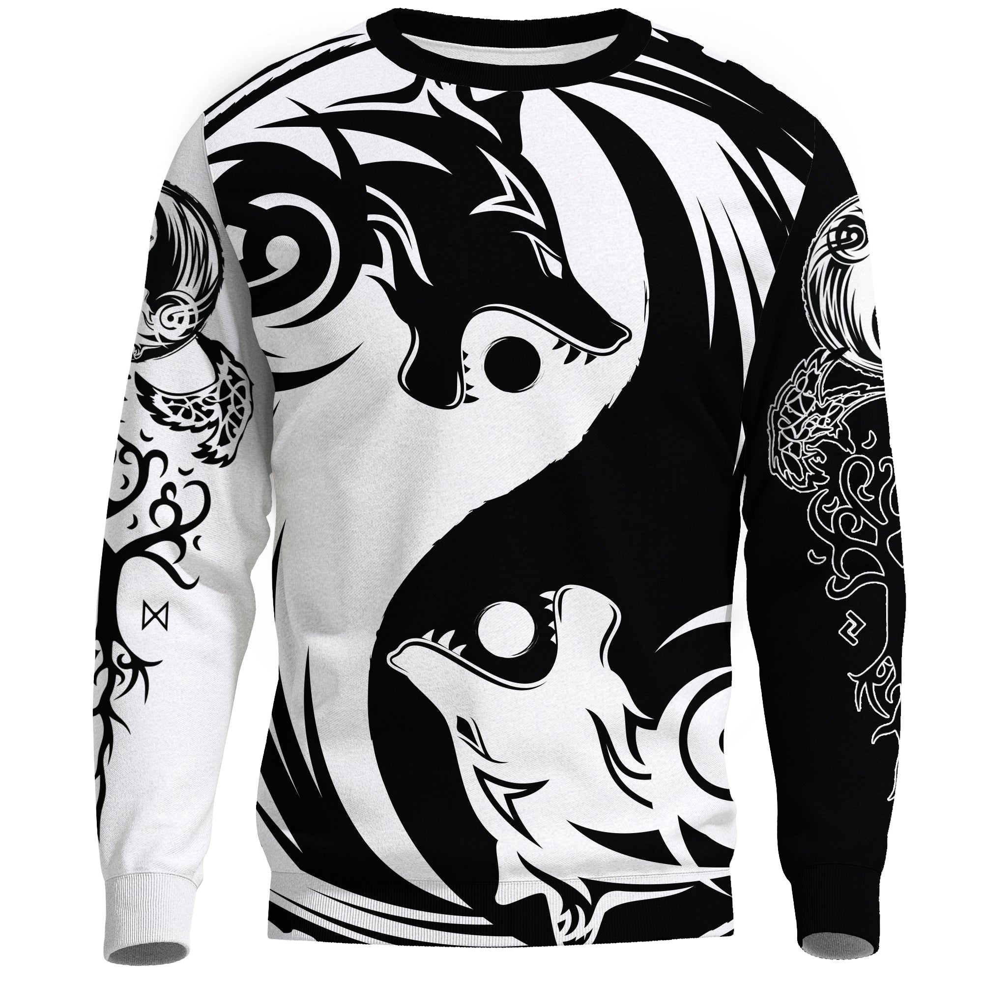 Viking Sweatshirt - Ying Yang Wolf RLT12 - Wonder Print Shop