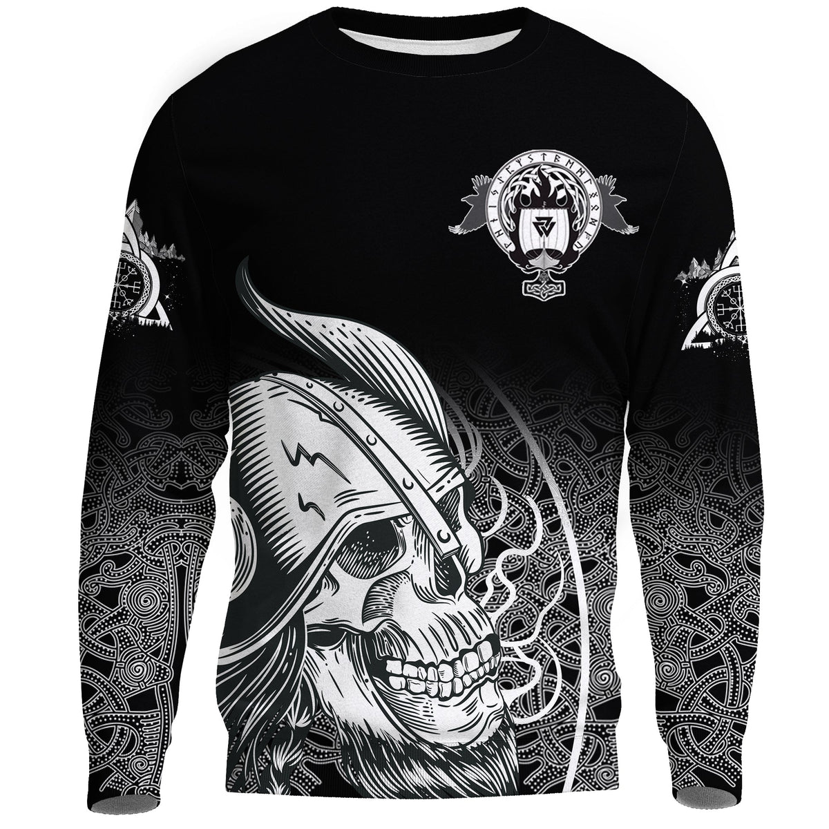 Skull Viking Sweatshirt Ornate Pattern RLT12 - Wonder Print Shop