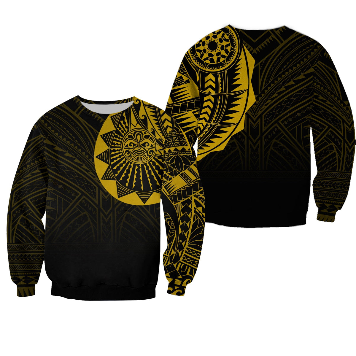 Polynesian Full Sleeve Tattoo Sweatshirt Gold Vibes - Wonder Print Shop