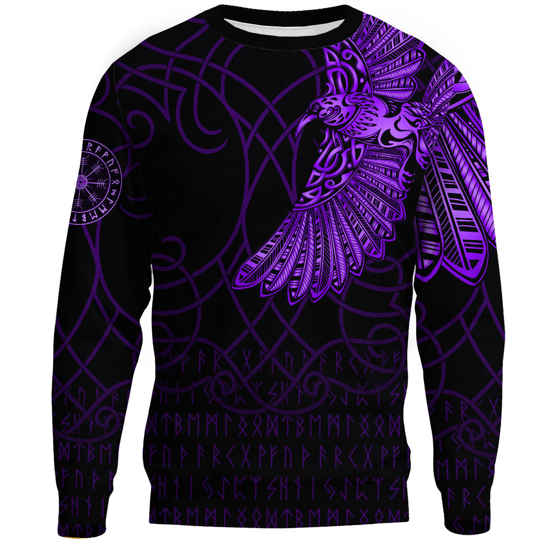 Viking Clothing Viking Odins Raven Tattoo Purple Version Sweatshirts RLT12 - Wonder Print Shop