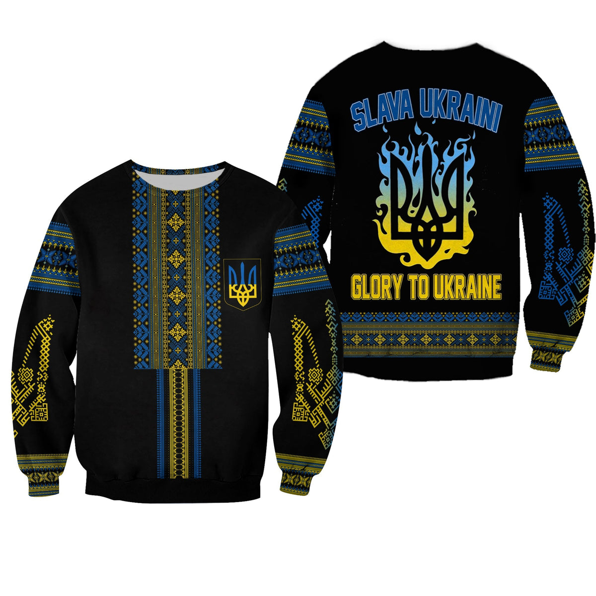Ukraine Folk Patterns Folk Pattern Sweatshirt Slava Ukraini - Wonder Print Shop