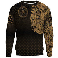 Viking Clothing Viking Odin Raven Tattoo Style Gold Version Sweatshirts RLT12 - Wonder Print Shop