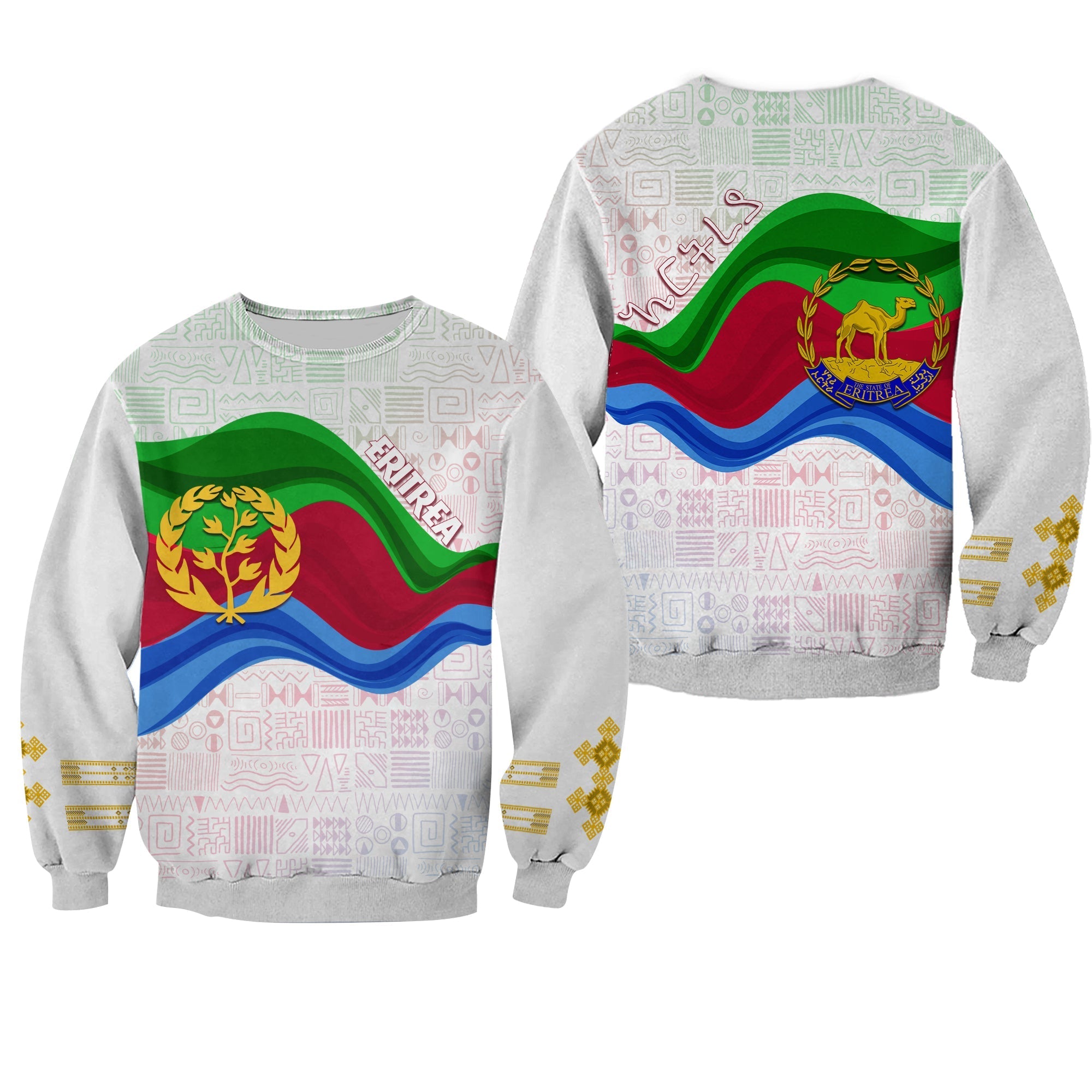 Eritrea Independence Day Sweatshirt Ethnic African Pattern - White - Wonder Print Shop
