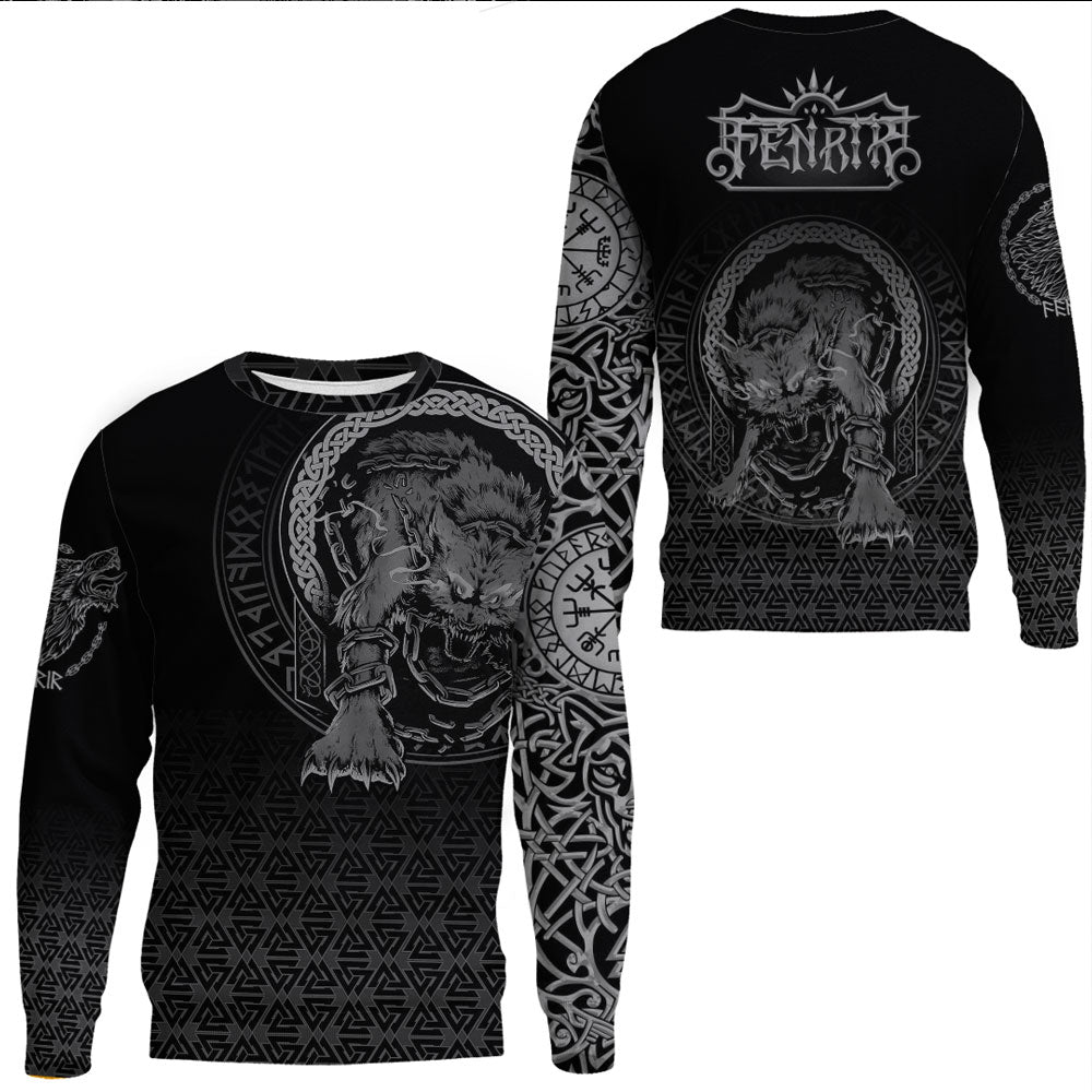 Viking Clothing Viking Fenrir Norse 3D Tattoo Sweatshirts RLT12 - Wonder Print Shop
