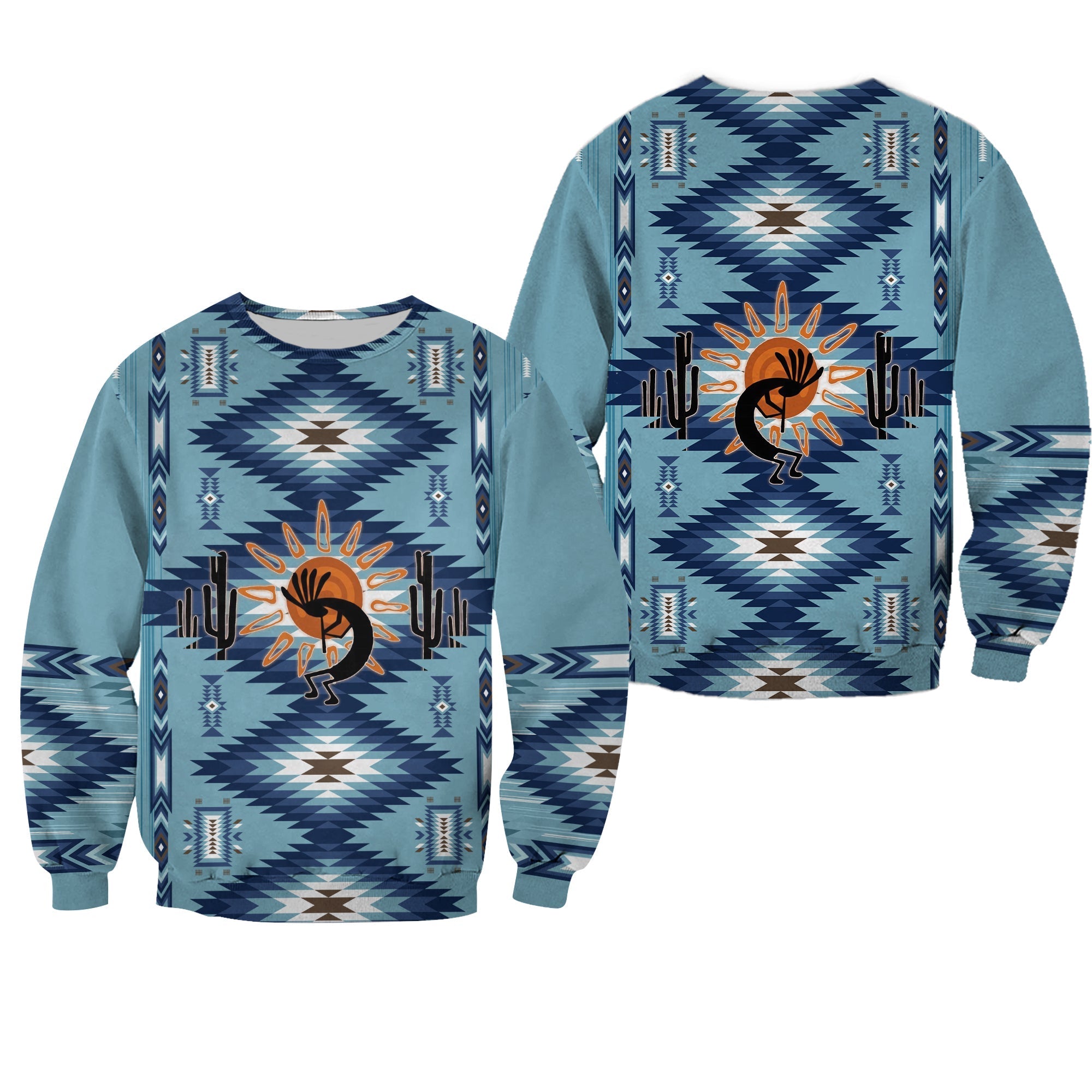 Native American Sweatshirt Kokopelli Mix Navajo Pattern - Wonder Print Shop