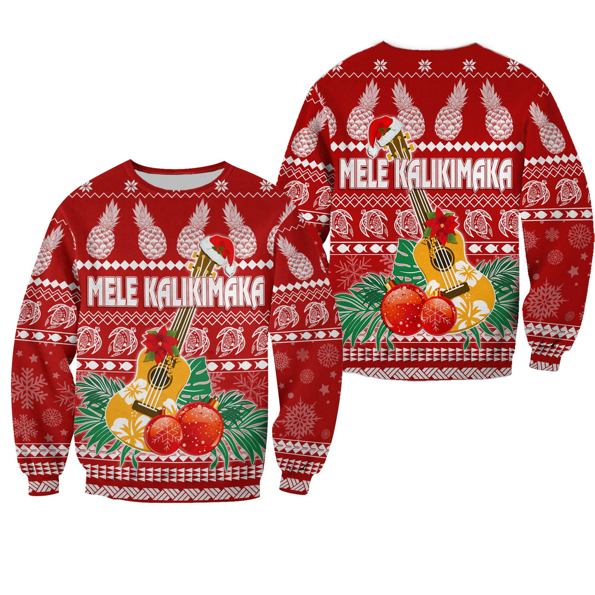 Hawaii Christmas Sweatshirt Mele Kalikimaka - Ukulele - Wonder Print Shop