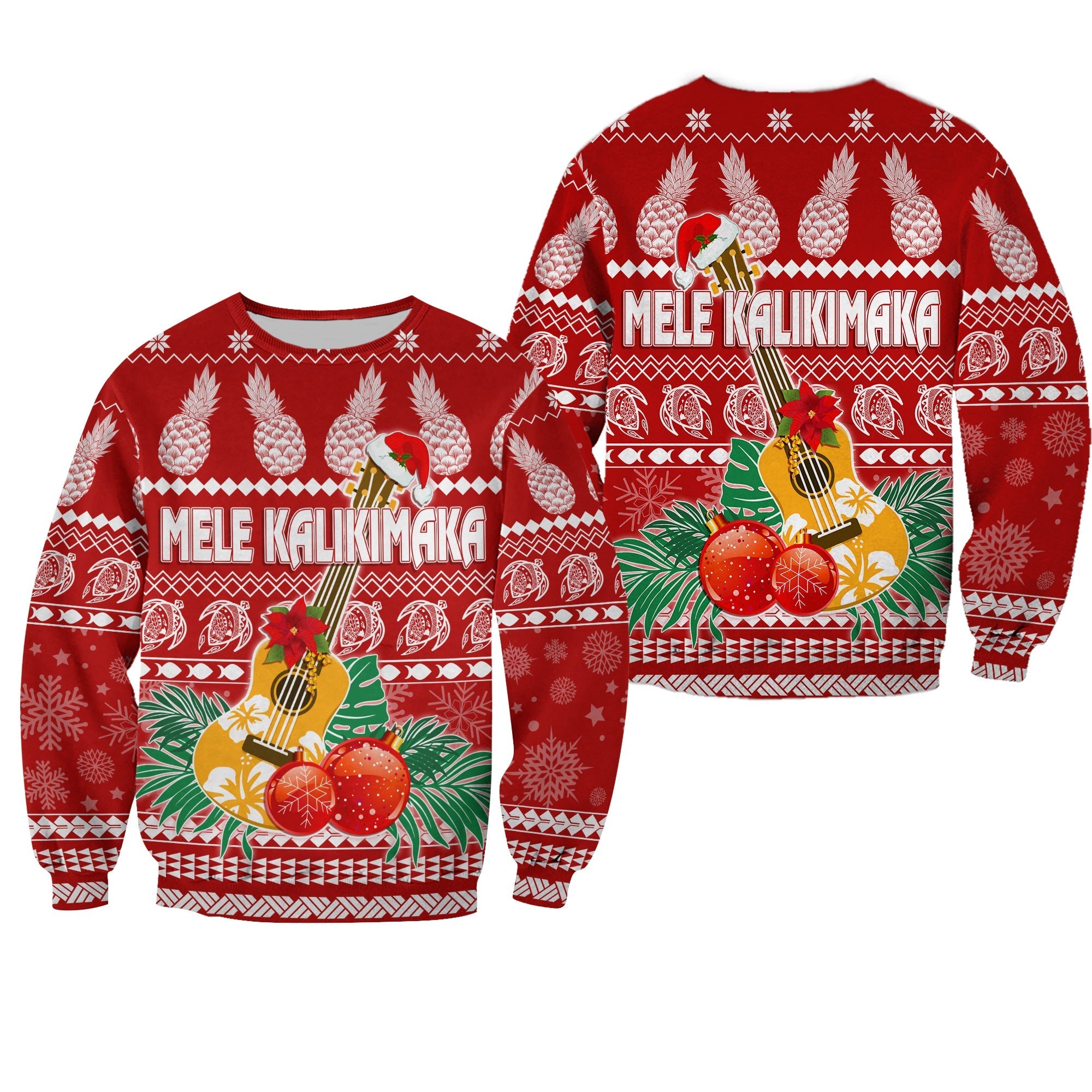 Hawaii Christmas Sweatshirt Mele Kalikimaka - Ukulele - Wonder Print Shop