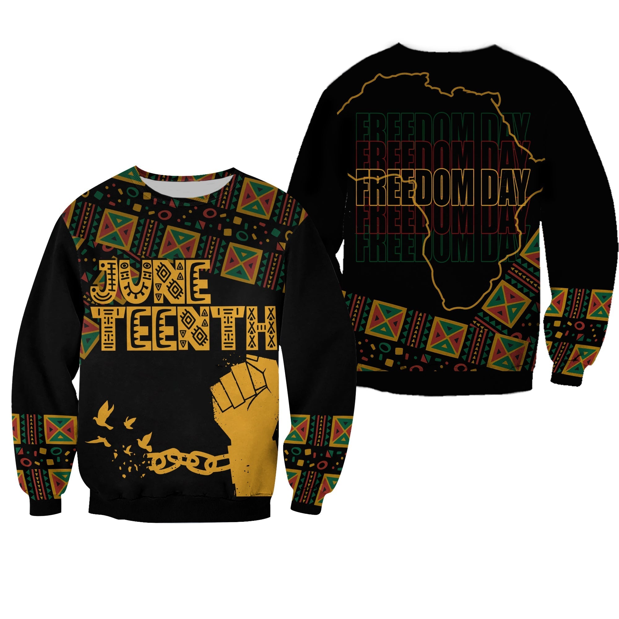 Juneteenth Tribal Pattern Sweatshirt Freedom Day - Wonder Print Shop