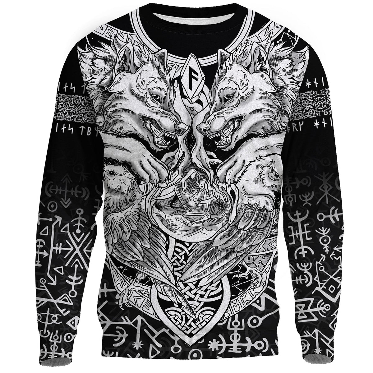 Viking Sweatshirt - Wolf and Raven Special RLT12 - Wonder Print Shop
