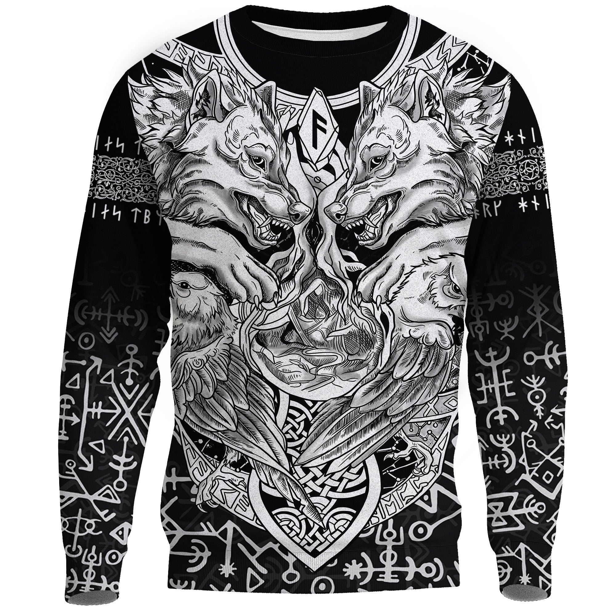 Viking Sweatshirt - Wolf and Raven Special RLT12 - Wonder Print Shop