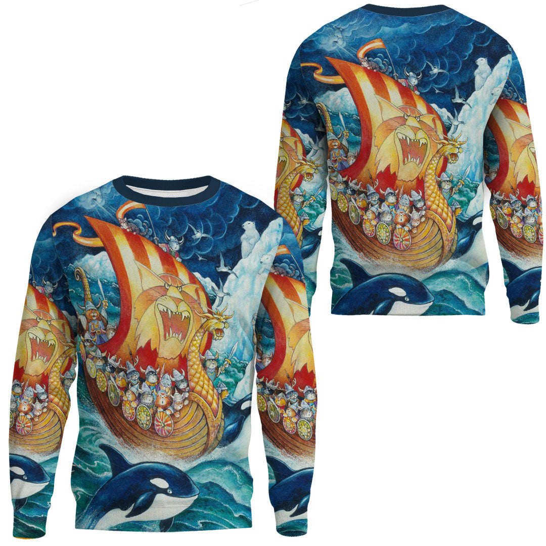 Viking Clothing Vikings Cat Drakkar Warship Sweatshirts RLT12 - Wonder Print Shop